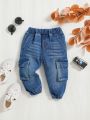 SHEIN Baby Boys Flap Pocket Cargo Jeans