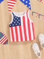 SHEIN Baby Boy Americana Print Tank Top For Independence Day
