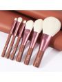 NUBILY Travel Makeup Brushes, 6Pcs Professional Makeup Brush Set for Eyeshadow Face Powder Blush Foundation Concealer Lip, with Make up Pouch