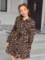 SHEIN Teen Girls Leopard Print Detail Dress