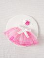 Newborn Baby Girls' Romantic And Beautiful Net Yarn Bowknot White/Pink Photo Shoot Outfit