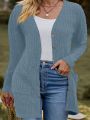 Plus Size Front Button Cardigan With Pockets