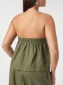 FORREST Plus Size Women's Solid Color Strapless Top