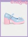 Dola Lovely Women'S Pink And Blue Contrast Color High Heels, Lolita Princess Shoes