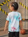 SHEIN Kids SUNSHNE Boys' Tie-Dye Short Sleeve T-Shirt