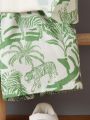 SHEIN Kids SUNSHNE Toddler Boys Tropical & Animal Print Shirt & Shorts Without Tee