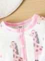 SHEIN 3pcs Baby Girl Cartoon Giraffe Pajama Set