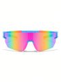 1pc Fashionable Plastic Frame Wraparound Sport Sunglasses For Women, Suitable For Biking, Skiing And Outdoor Travel