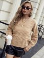 Casual Round Neck Loose Fit Drop Shoulder Sweater In Solid Color