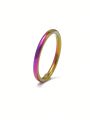 2mm Women's Titanium Steel Non-fading Thin Ring, Simple & Fashionable Stainless Steel Jewelry For Elegant Hand Decoration