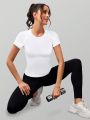 Yoga Basic Solid Color Sports Short Sleeve T-Shirt