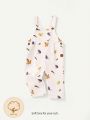 Cozy Cub Baby Boy'S Dungarees With Plant Pattern, Front Pocket, And Snap Closure