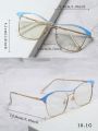 1pc Ladies' Oval Metal Frame Anti-blue Light Glasses, College Wind Cute Plain Lens Eyewear Fashion Accessory