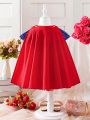 SHEIN Baby Girl Sparkly Panel Puff Sleeve Cape Costume Dress