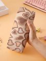 1pc Heart Pattern Stationery Bag, Creative Double Sided Pen Bag For Student Stationery Organizer