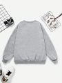 Teen Girls' Smile Face Print Round Neck Fleece Sweatshirt
