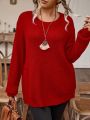 Plus Size Solid Color Oversized Pullover Sweater