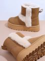 Bow Decor Thermal Lined Faux Suede Snow Boots