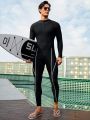 Men's Long Sleeve One-Piece Swimsuit With Raglan Sleeves