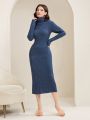SHEIN Modely Women's Slim Fit High Neck Knitted Sweater Dress
