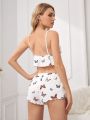 Ladies' Butterfly Print Cami Top And Shorts Pajama Set