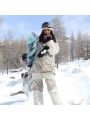 Women's Single Board Skiing Suit, Loose Fit Professional Waterproof Windproof Stripe Skiing Outfit