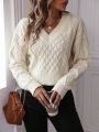 V-Neck Cable Knitted Sweater