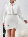 SHEIN Essnce Women's Plus Size Vest Dress And Shirt Two Piece Set