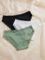 Ladies' Solid Color Lace Trimmed Triangle Panties