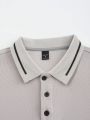 Men's Color Block Striped Polo Shirt