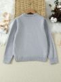 Tween Boys' Button-Embellished Crew Neck Sweater
