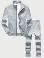 Manfinity Men'S Zipper Front Jacket And Pants Set