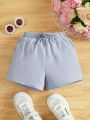 SHEIN Tween Girl Solid Knot Front Shorts