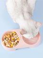1pc Random Color Pet Double Bowl For Dog And Cat For Slow Food Feeding