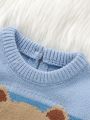 Baby Boy Bear Pattern Colorblock Knit Jumpsuit