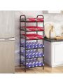 6 Tier Water Bottle Storage Rack, Free Standing Vertical Metal,Water Bottle Organizer, Large Capacity Bottled Rack Water Holder Stand for Cabinet Kitchen Party Pantry,Black