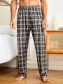 2pcs/Set Men's Plaid Pants Home Clothing