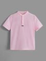 SHEIN Kids Academe Toddler Boys Quarter Button Polo Shirt