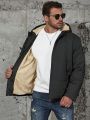 Manfinity Men's Solid Color Hooded Padded Jacket