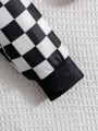 Baby Boy'S Checkered Print Romper With Diagonal Zipper