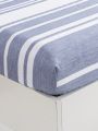 4pcs Home Bedding Set, 4 Pieces (2 Pillowcases, 1 Fitted Sheet, 1 Flat Sheet) All Seasons, White/blue Striped Fitted Sheet, Full/queen Size