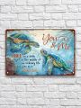 1pc Sea Turtle Under The Ocean Love Give Us A Fairytale Couple Landscape Signs Wall Art (12x8), Retro Metal Tin Sign, Vintage Sign, Home Wall Decor, Home Decor, Room Decor, Wall Art Decor, Patio Garden Decor, Coffee W