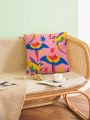 Warp Atelie 1pc Hand-Painted Colorful Parrot Pattern Printed Velveteen Pillow Cover, Suitable For Home Decoration, Sofa Cushion, Car Pillow Replacement Cover