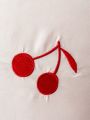 2pcs Pink Cherry Flannel Embroidered Pillowcase