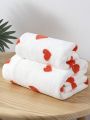 Coral Fleece Soft & Comfortable Absorbent Non-shedding Quick-drying Red Heart-shaped Pattern