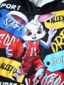 SHEIN Boys' Cute & Comfortable Cartoon Rabbit Pattern Hoodie