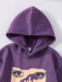 Teenage Girls' Purple Street Style Hooded Sweatshirt