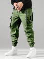 Manfinity Men's Plus Size Drawstring Waist, Side Flap Pocket Cargo Pants