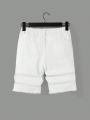 SHEIN Tween Boys' Comfortable Denim Shorts With Letter Print