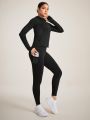 SHEIN Daily&Casual Solid Color Thumb Hole Sports Set